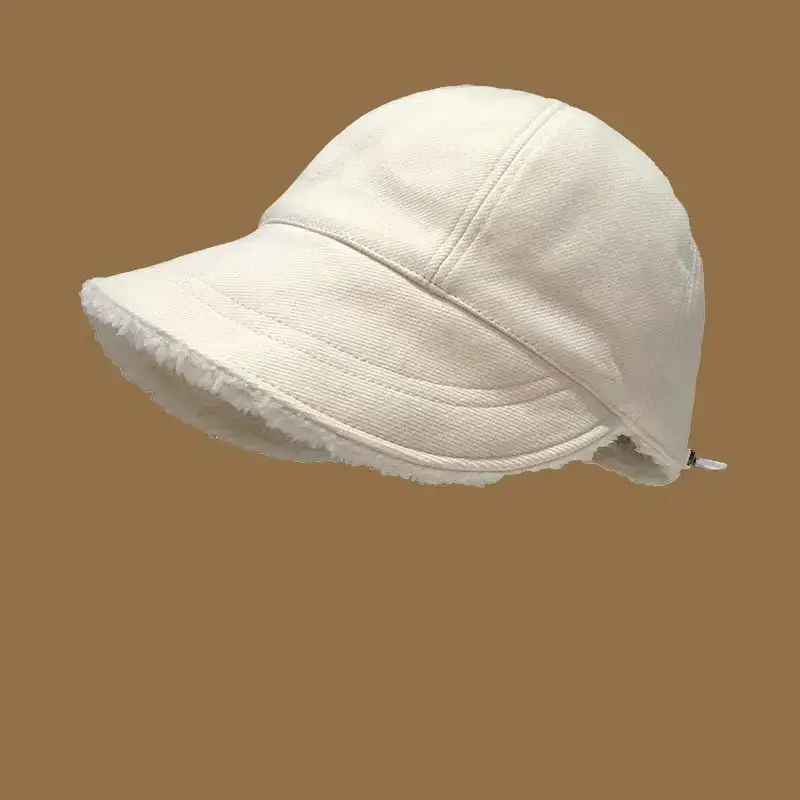 Women Winter Wool Fisherman Hat Beige Large Cap - Image 9