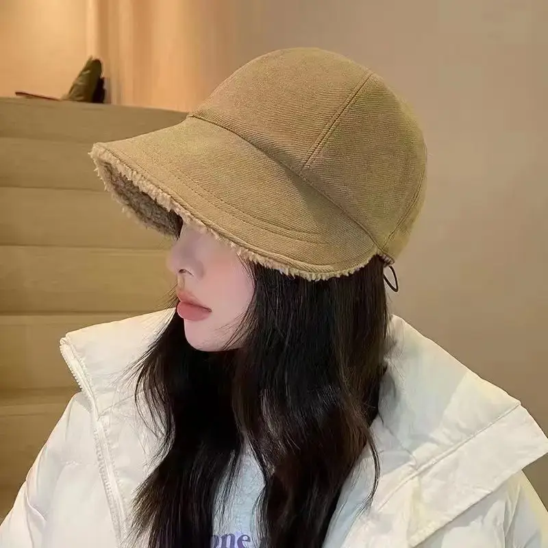 Women Winter Wool Fisherman Hat Beige Large Cap — feature 2