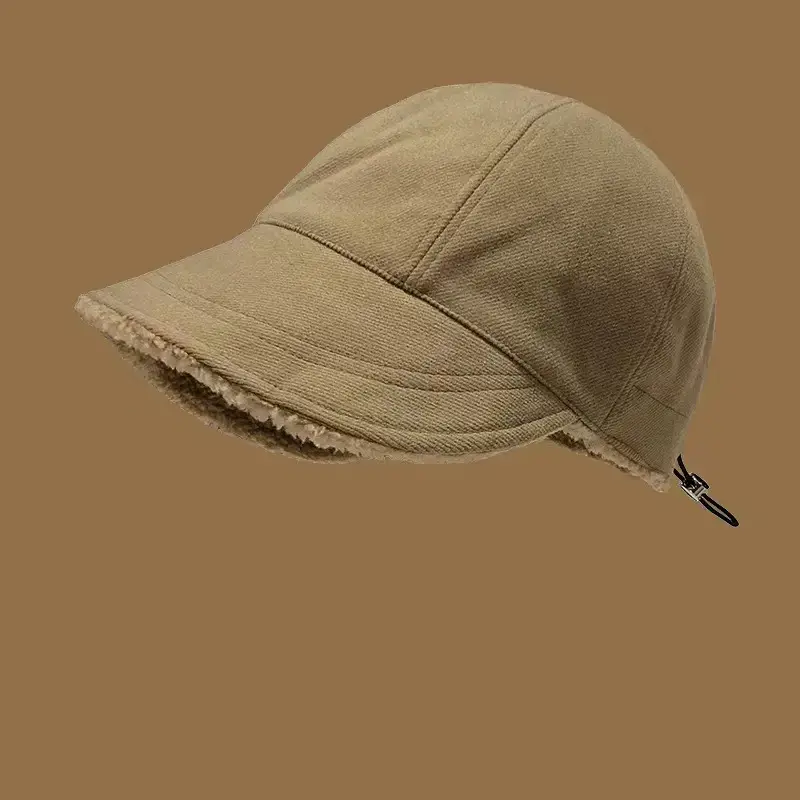 Women Winter Wool Fisherman Hat Beige Large Cap — feature 3