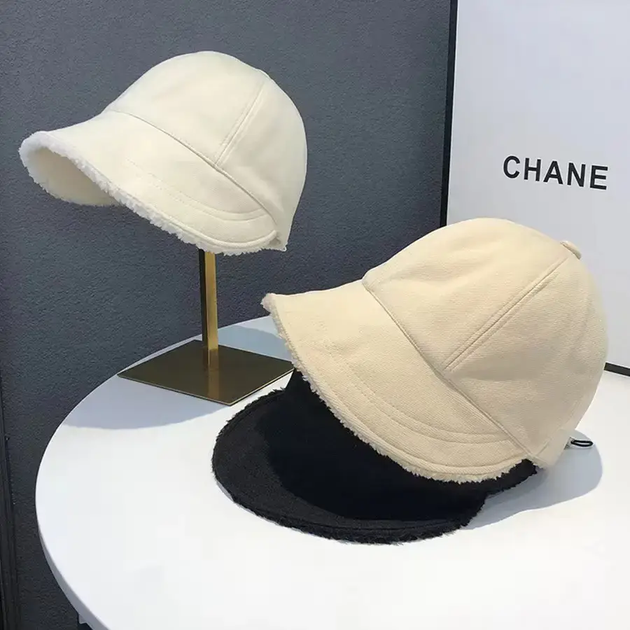 Women Winter Wool Fisherman Hat Beige Large Cap — feature 8