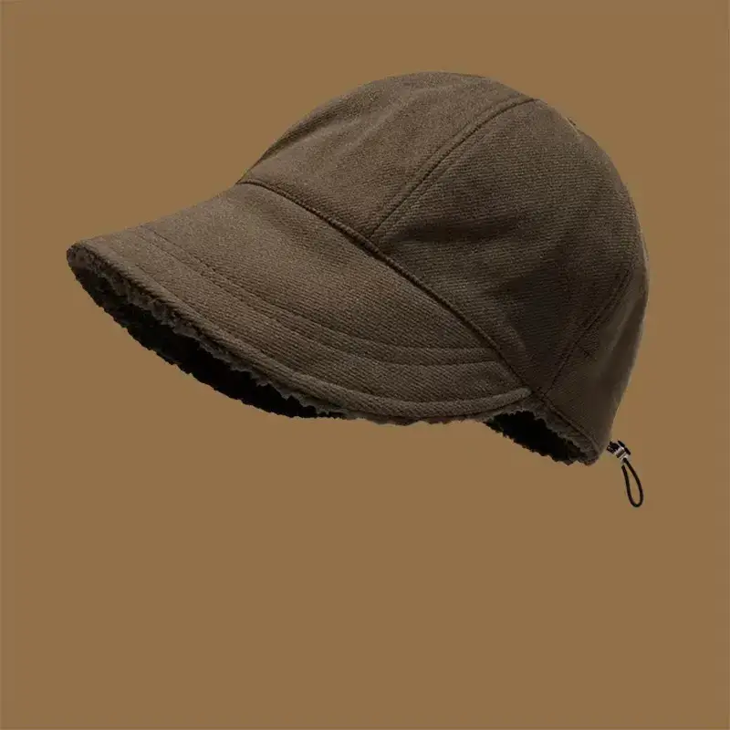 Women Winter Wool Fisherman Hat Beige Large Cap - Image 5