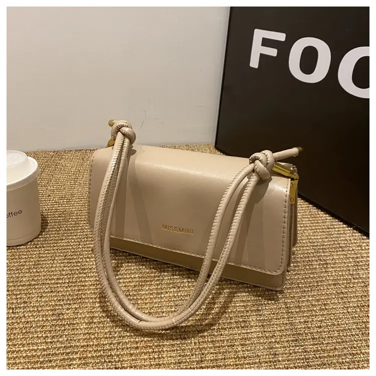 Women's Beige Shoulder Messenger Bag with Gold Handles — feature 28