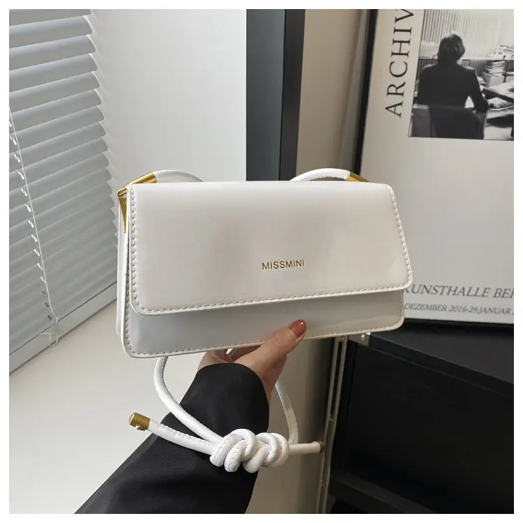 Women's Beige Shoulder Messenger Bag with Gold Handles — feature 32