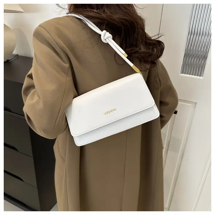 Women's Beige Shoulder Messenger Bag with Gold Handles — feature 47