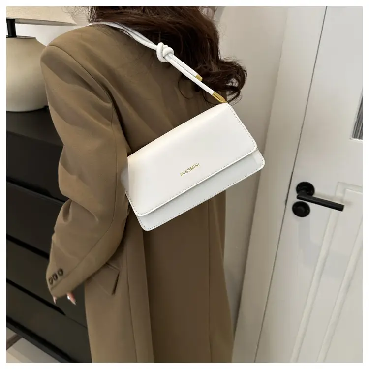 Women's Beige Shoulder Messenger Bag with Gold Handles — feature 48