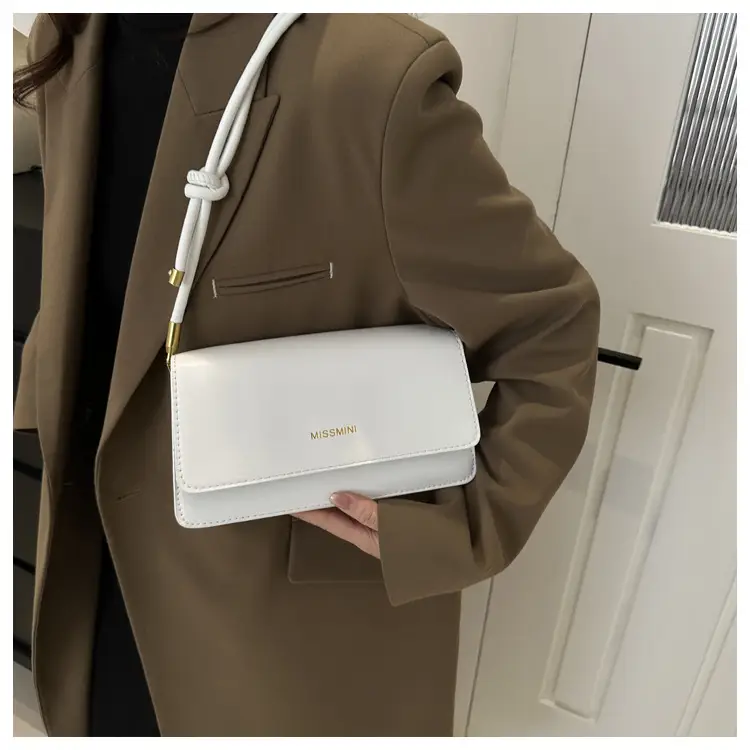 Women's Beige Shoulder Messenger Bag with Gold Handles — feature 49