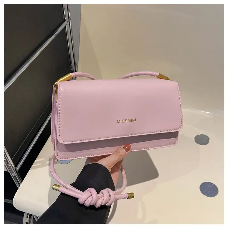 Women's Beige Shoulder Messenger Bag with Gold Handles - Image 3
