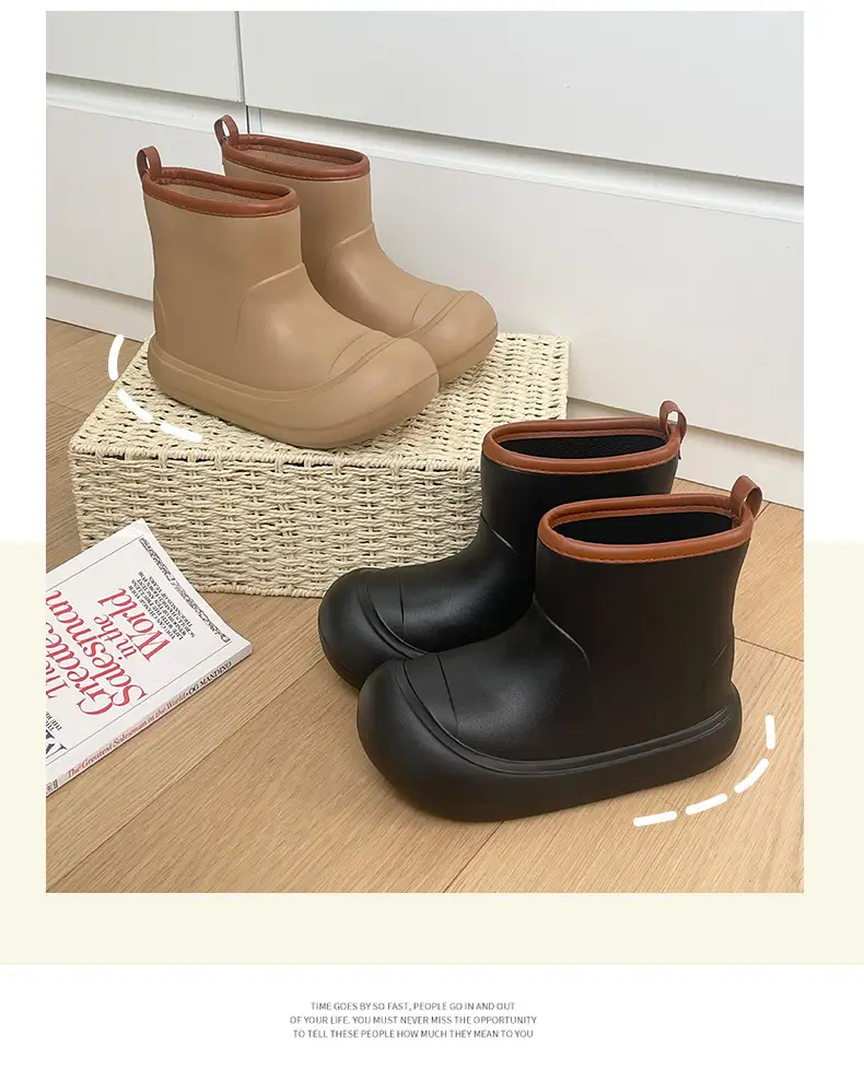 Nanbowan high-top rain boots women's four seasons Korean style fashionable Net red contrast color waterproof rain boots outdoor non-slip ins fashionable thick — feature 9