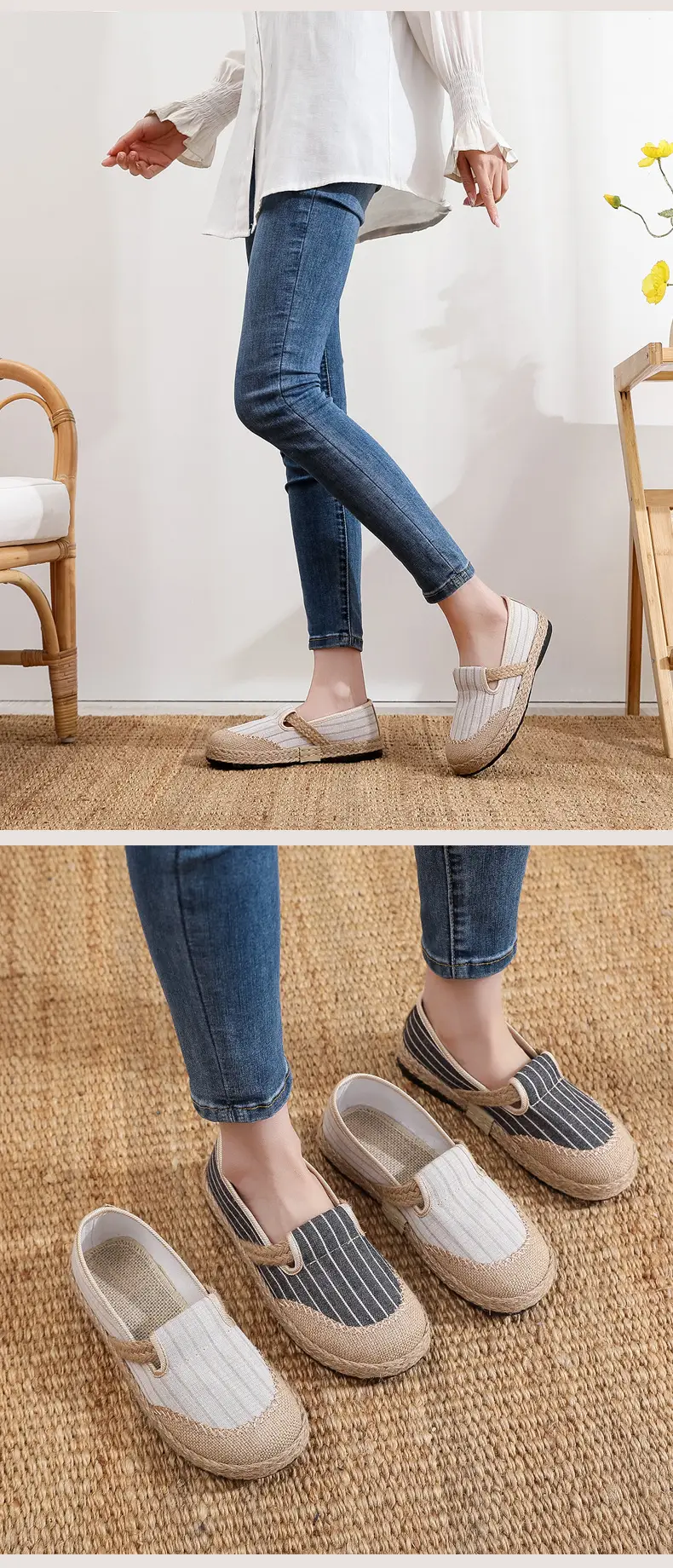 Spring and Summer new old Beijing cloth shoes linen cloth shoes women's shoes slip-on canvas shoes polyurethane non-slip soft bottom shoes — feature 8