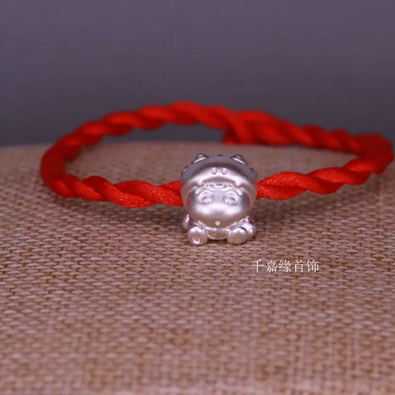 Silver Dinosaur Beaded Bracelet for Women