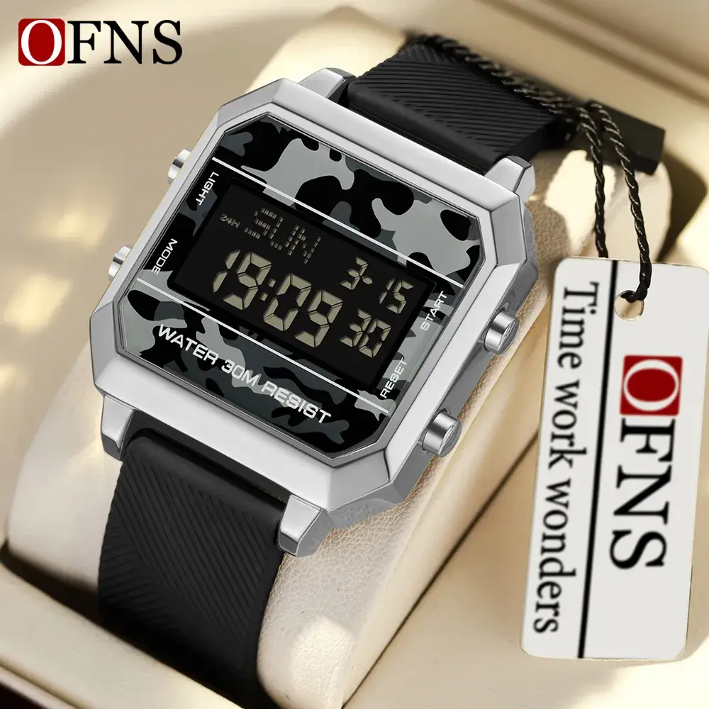 Military Style Red Silicone Digital Watch for Men - Image 8