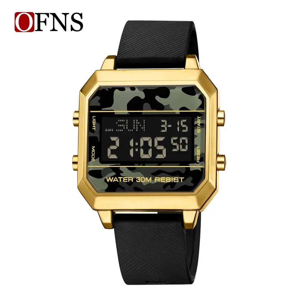 Military Style Red Silicone Digital Watch for Men - Image 3