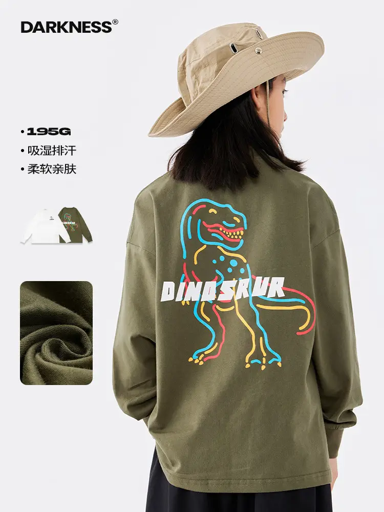 Girls Dinosaur Print Long Sleeve T-Shirt Green Medium Large - Image 6