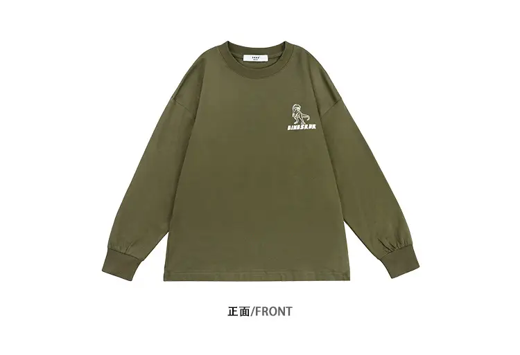 Girls Dinosaur Print Long Sleeve T-Shirt Green Medium Large — feature 27