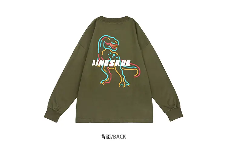 Girls Dinosaur Print Long Sleeve T-Shirt Green Medium Large — feature 28