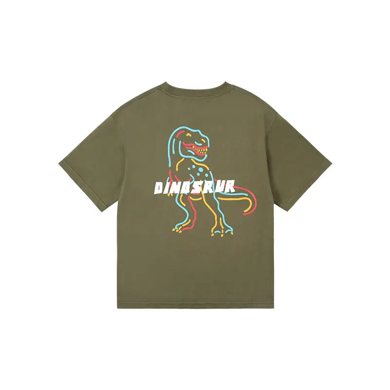 Girls Dinosaur Print Long Sleeve T-Shirt Green Medium Large - Image 3