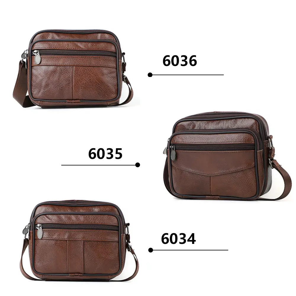 New Men's Genuine Leather Vintage Crossbody Bag Large Capacity