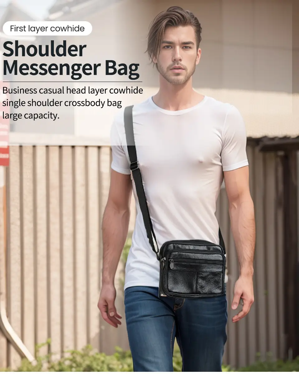 New Men's Genuine Leather Vintage Crossbody Bag Large Capacity — feature 19