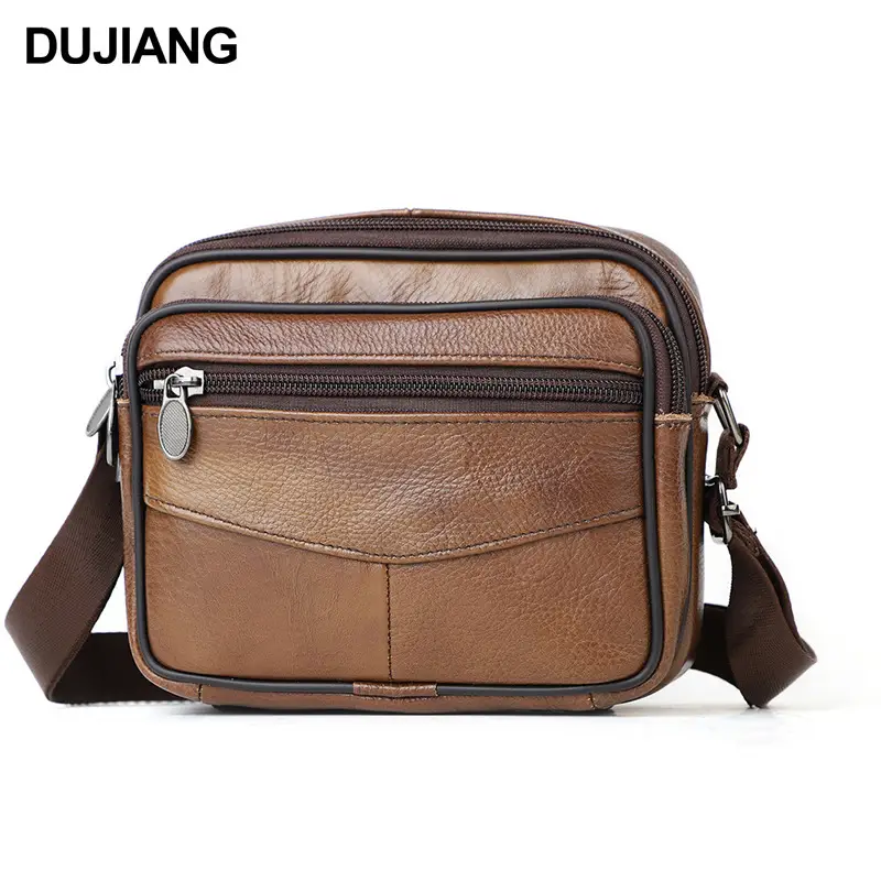 New Men's Genuine Leather Vintage Crossbody Bag Large Capacity