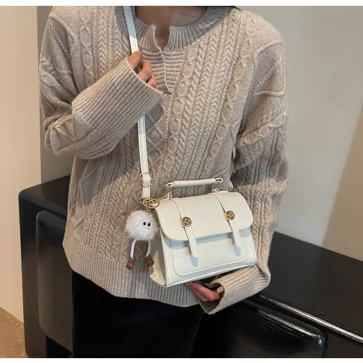 2026 Small Square Brown PU Leather Shoulder Bag with Magnetic Buckle — feature 10