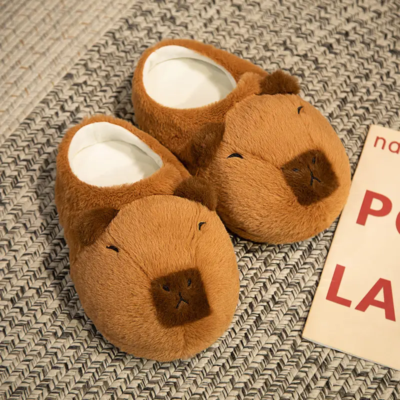 Cute cartoon water guinea pig capabala plush floor slippers cotton shoes men and women winter home bag heel warm cotton shoes - Image 4