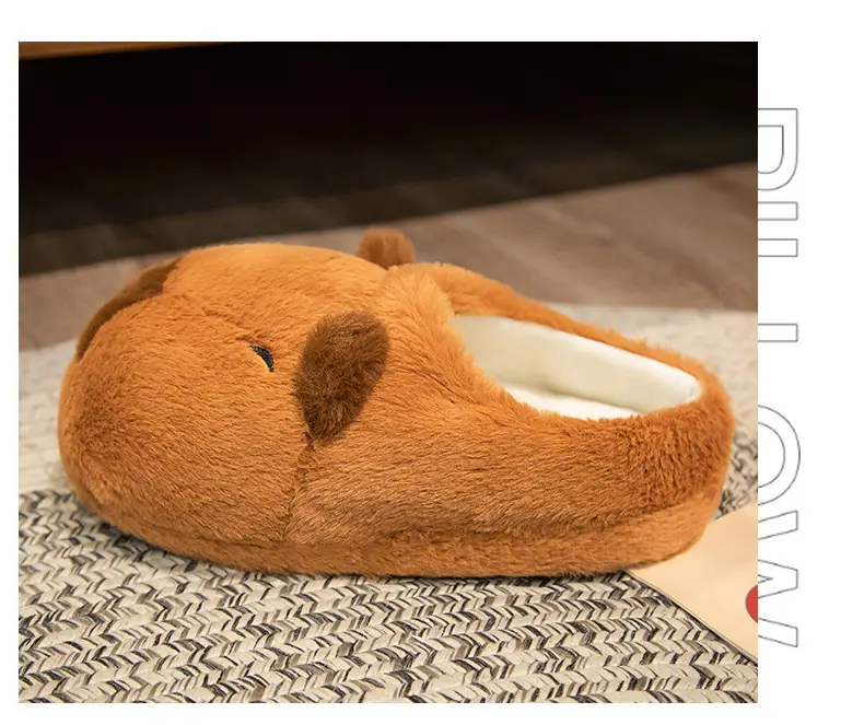 Cute cartoon water guinea pig capabala plush floor slippers cotton shoes men and women winter home bag heel warm cotton shoes — feature 15