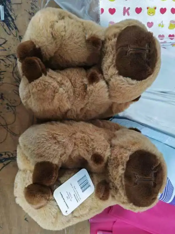 Cute cartoon water guinea pig capabala plush floor slippers cotton shoes men and women winter home bag heel warm cotton shoes — feature 2