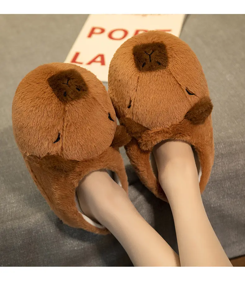 Cute cartoon water guinea pig capabala plush floor slippers cotton shoes men and women winter home bag heel warm cotton shoes — feature 7