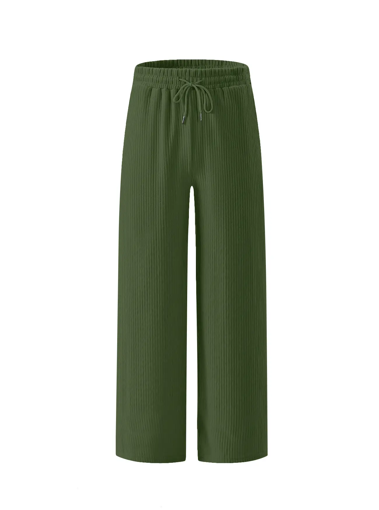 Men Striped Loose Straight Leg Pants Green — feature 15