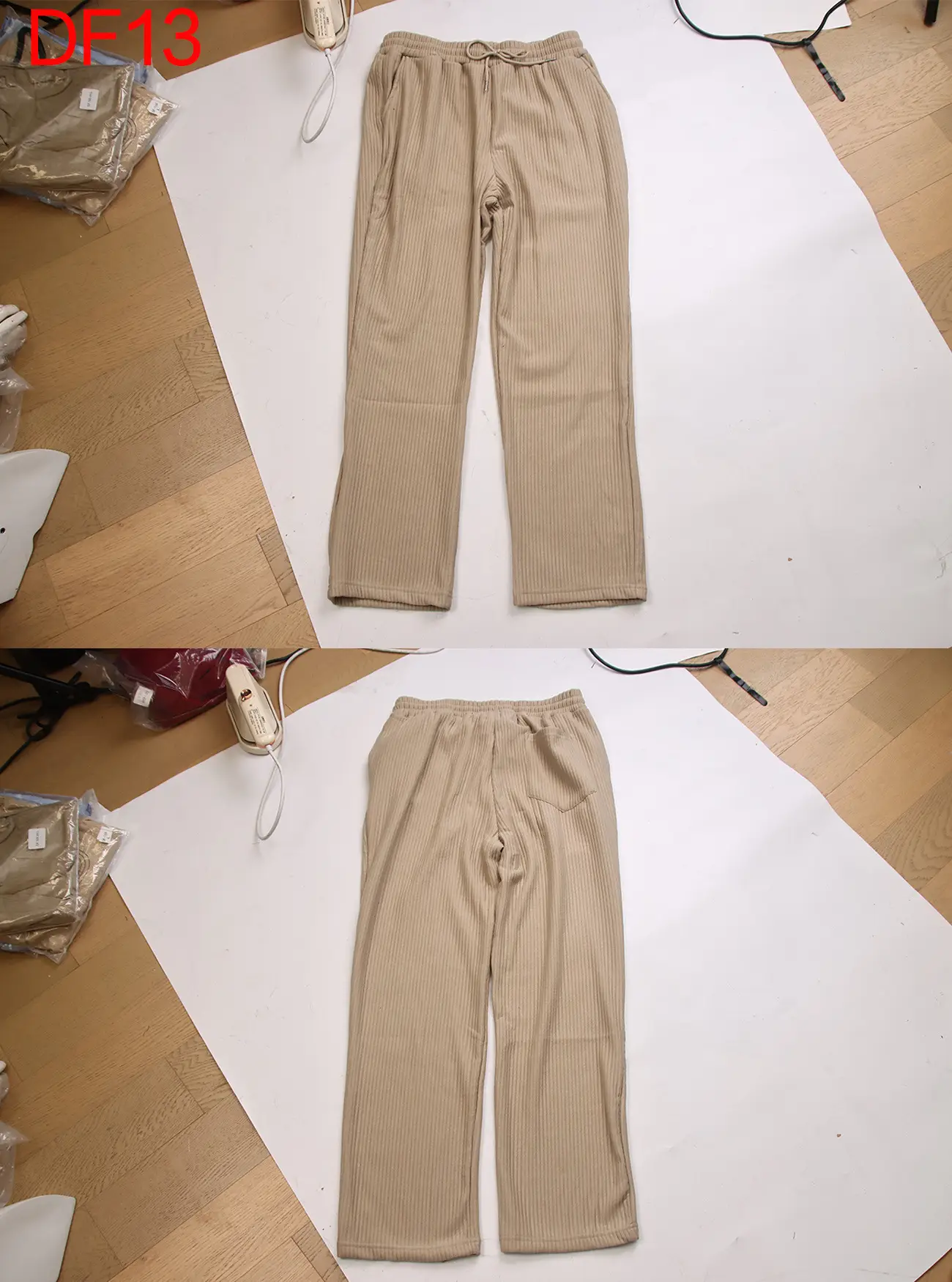 Men Striped Loose Straight Leg Pants Green — feature 7