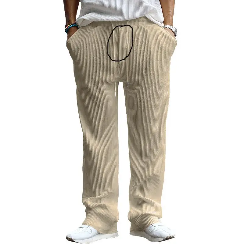 Men Striped Loose Straight Leg Pants Green
