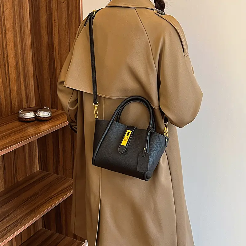 Women's Brown Leather Shoulder Crossbody Bag with Tote Compartment - Image 5