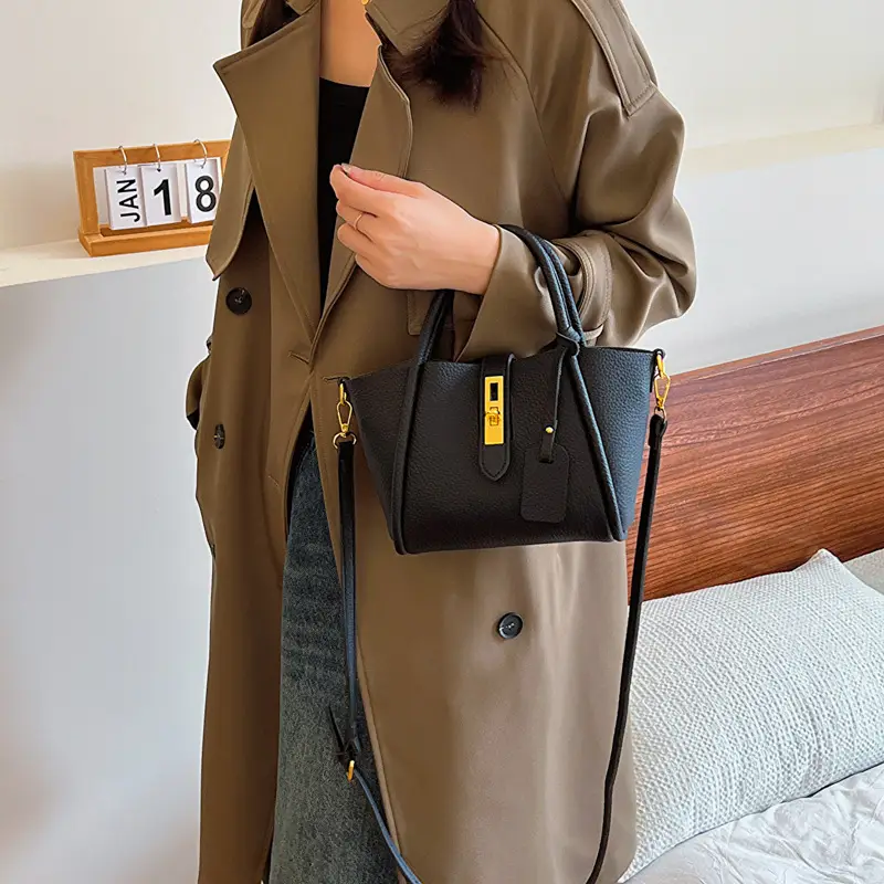 Women's Brown Leather Shoulder Crossbody Bag with Tote Compartment — feature 30