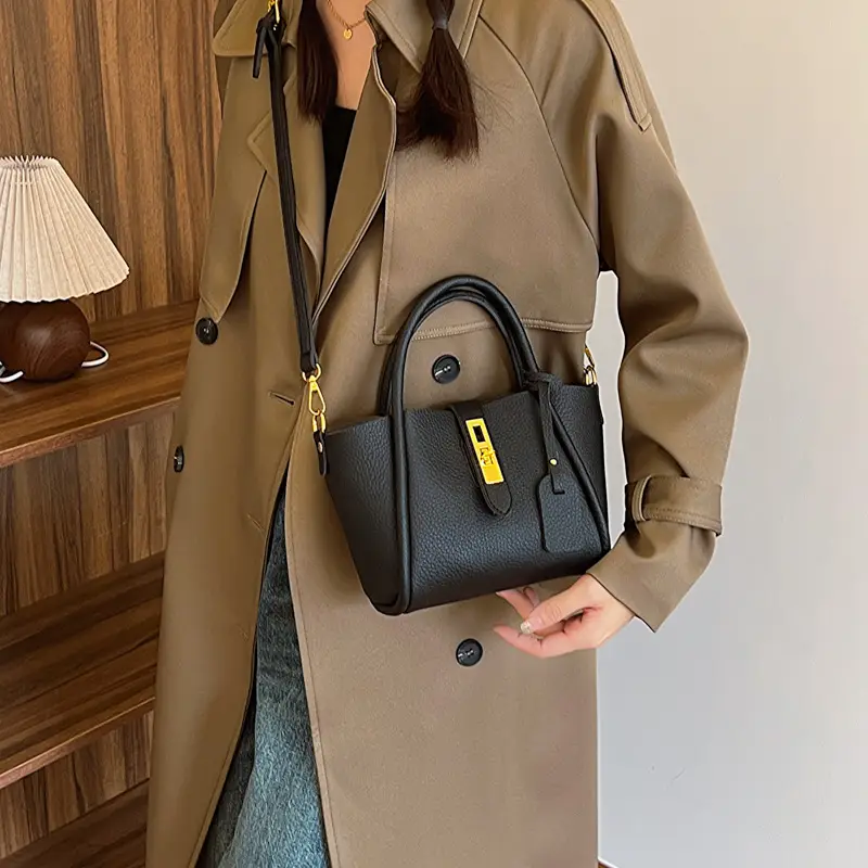 Women's Brown Leather Shoulder Crossbody Bag with Tote Compartment — feature 33