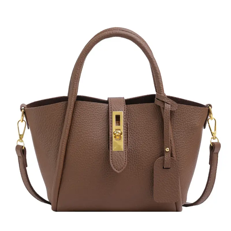 Women's Brown Leather Shoulder Crossbody Bag with Tote Compartment — feature 36