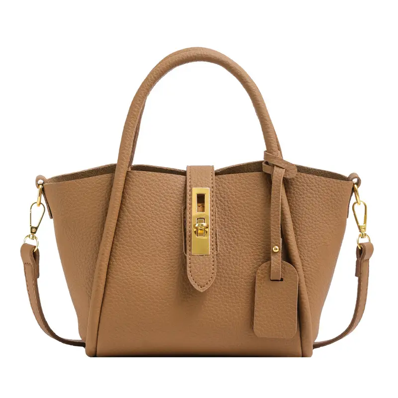 Women's Brown Leather Shoulder Crossbody Bag with Tote Compartment — feature 38