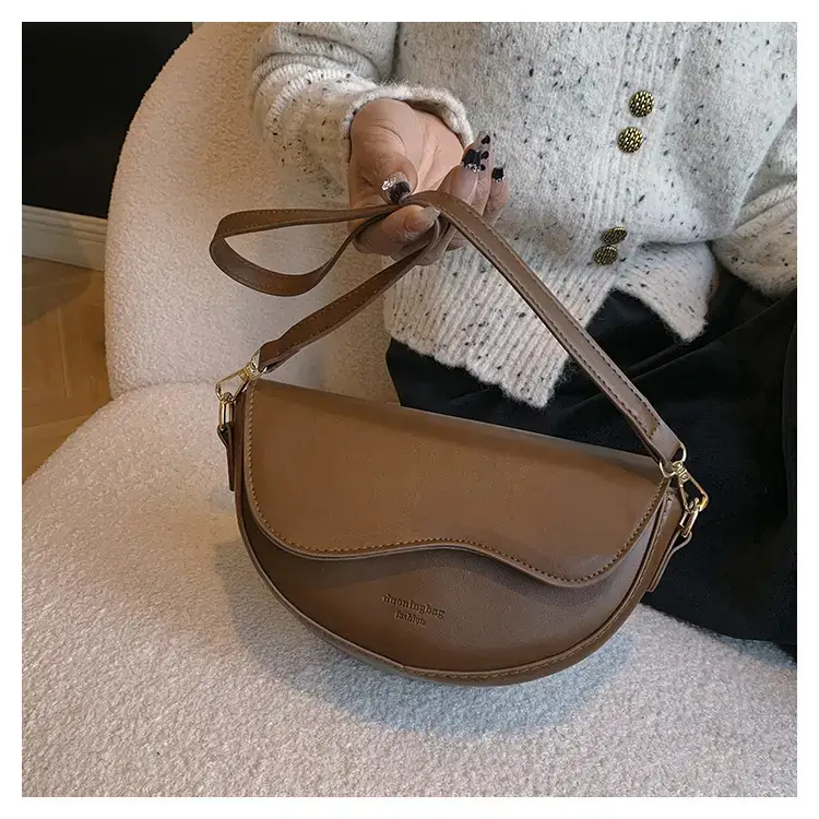 Women's Brown Leather Shoulder Bag 2024 Winter New - Image 3