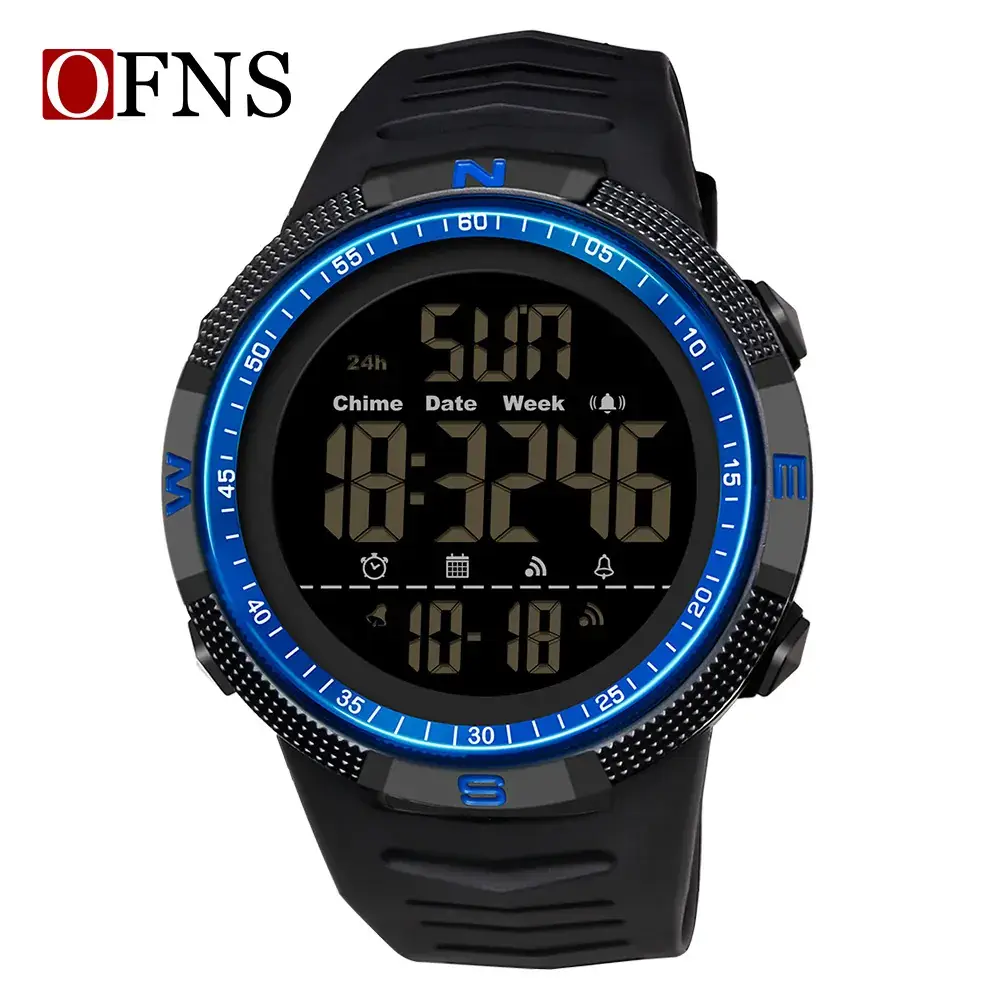 Ofns Digital Watch Black Red 24Hr Display
