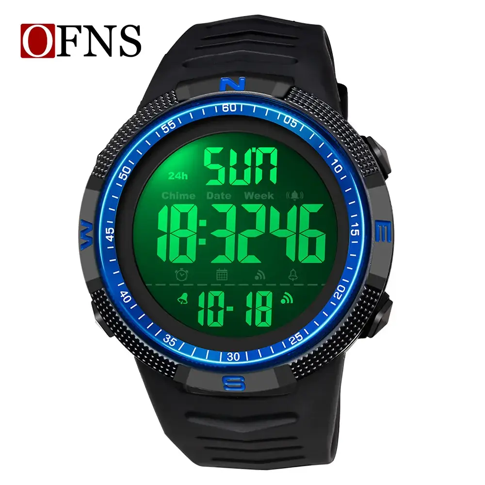 Ofns Digital Watch Black Red 24Hr Display