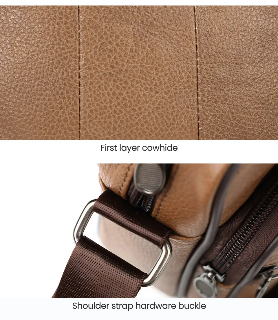 Men's Genuine Leather Mini Shoulder Bag Brown 350g — feature 10