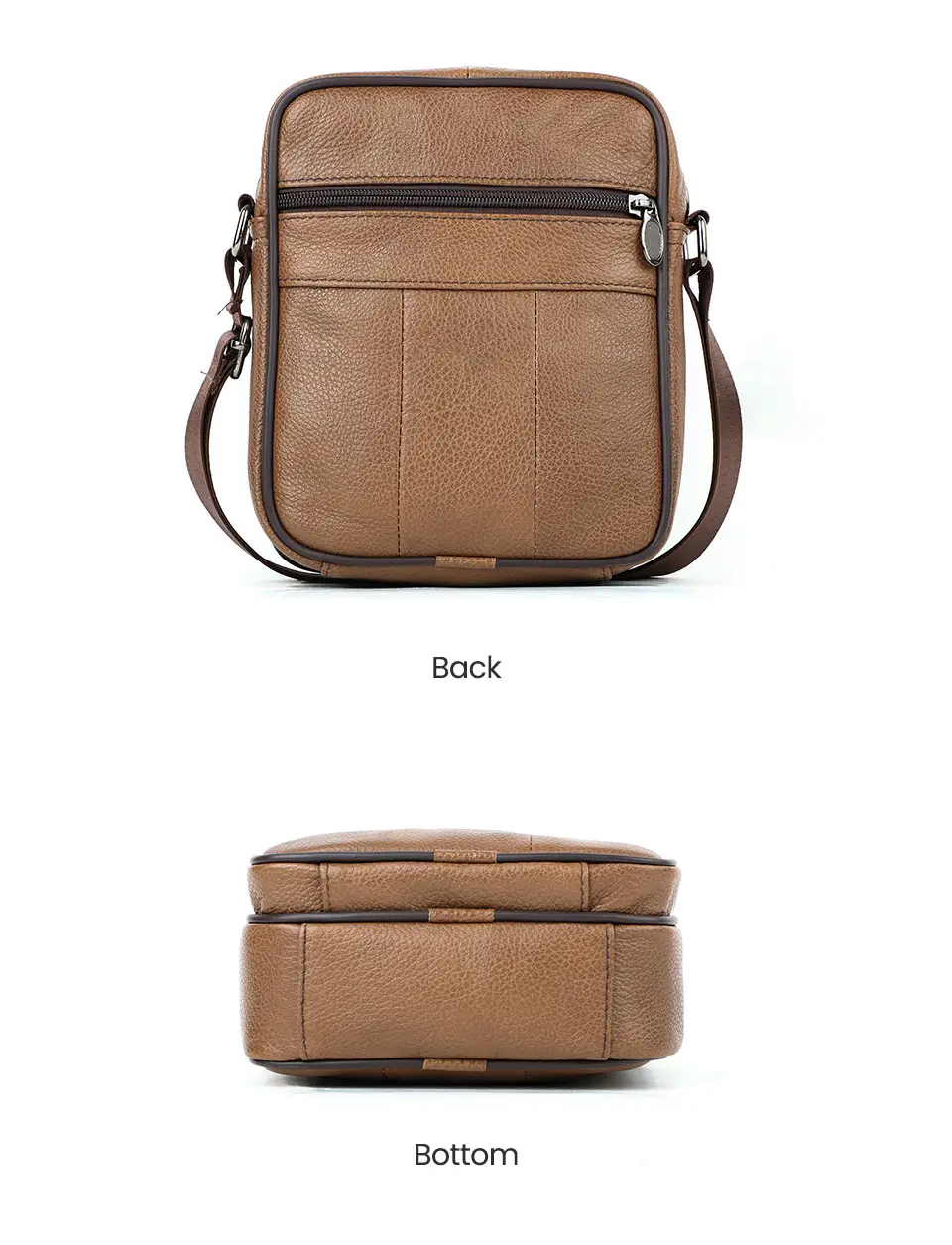 Men's Genuine Leather Mini Shoulder Bag Brown 350g — feature 7