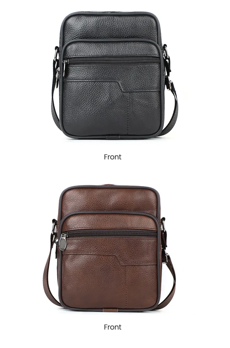 Men's Genuine Leather Mini Shoulder Bag Brown 350g — feature 8