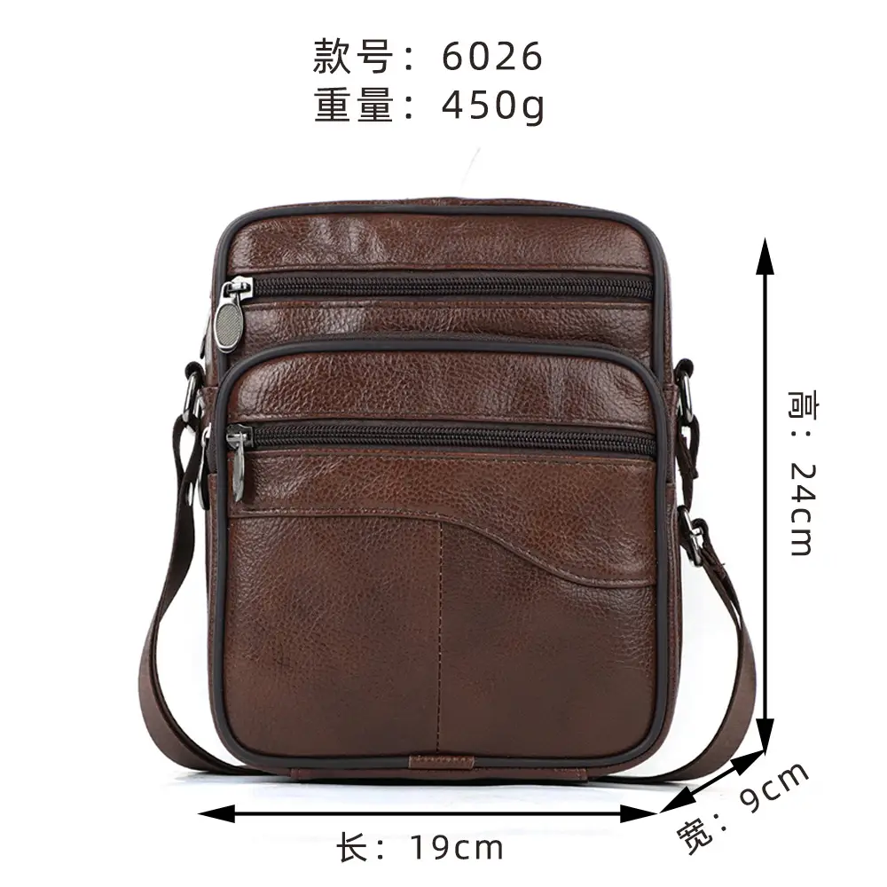Men's Genuine Leather Mini Shoulder Bag Brown 350g - Image 5