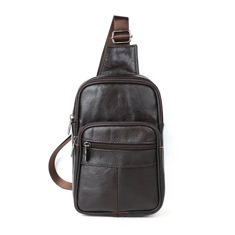 Men's Genuine Leather Mini Shoulder Bag Brown 350g - Image 8