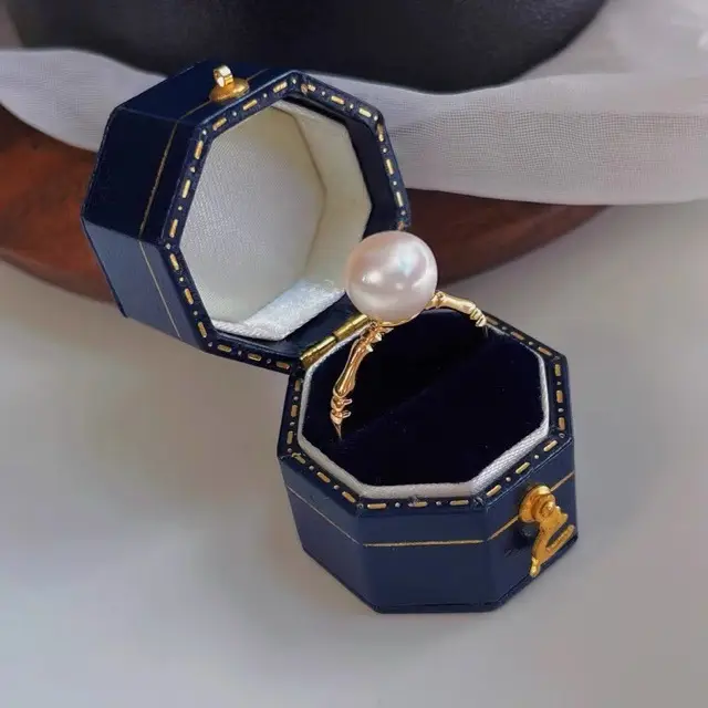Gold Pearl Adjustable Ring for Women