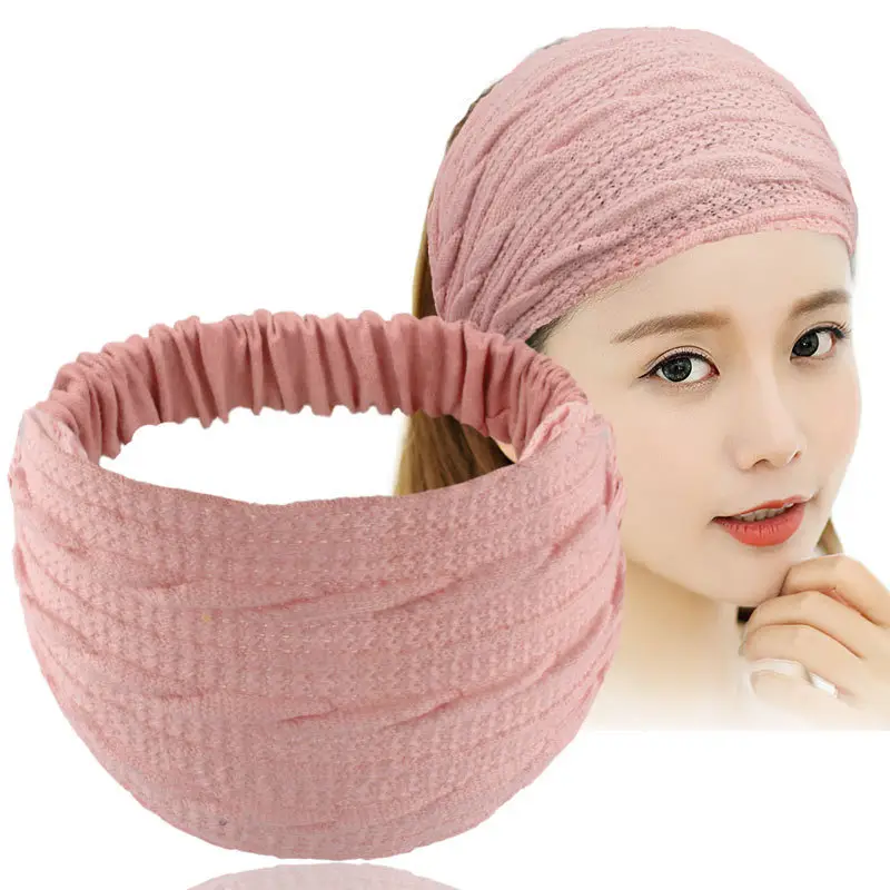 Women Knitted Elastic Headscarf Autumn Winter Beige - Image 8