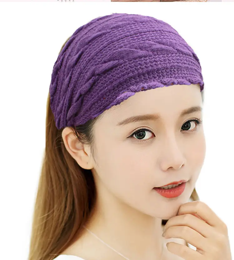 Women Knitted Elastic Headscarf Autumn Winter Beige — feature 10