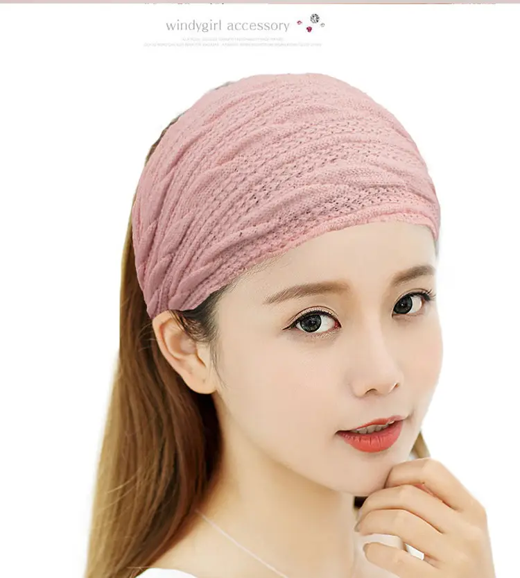 Women Knitted Elastic Headscarf Autumn Winter Beige — feature 12