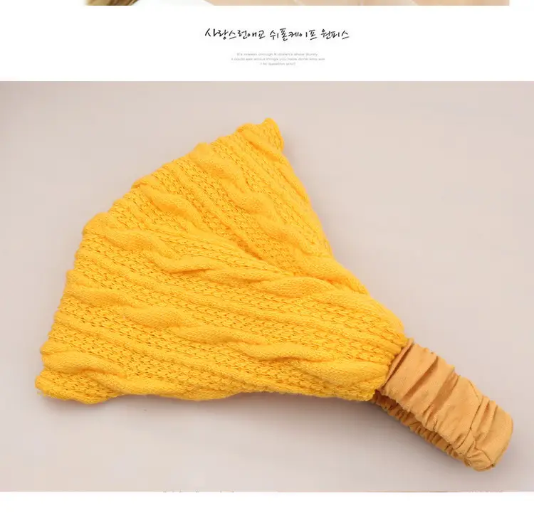 Women Knitted Elastic Headscarf Autumn Winter Beige — feature 13