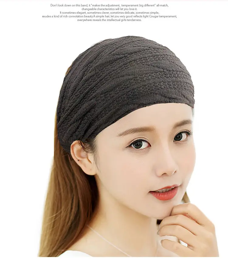 Women Knitted Elastic Headscarf Autumn Winter Beige — feature 18